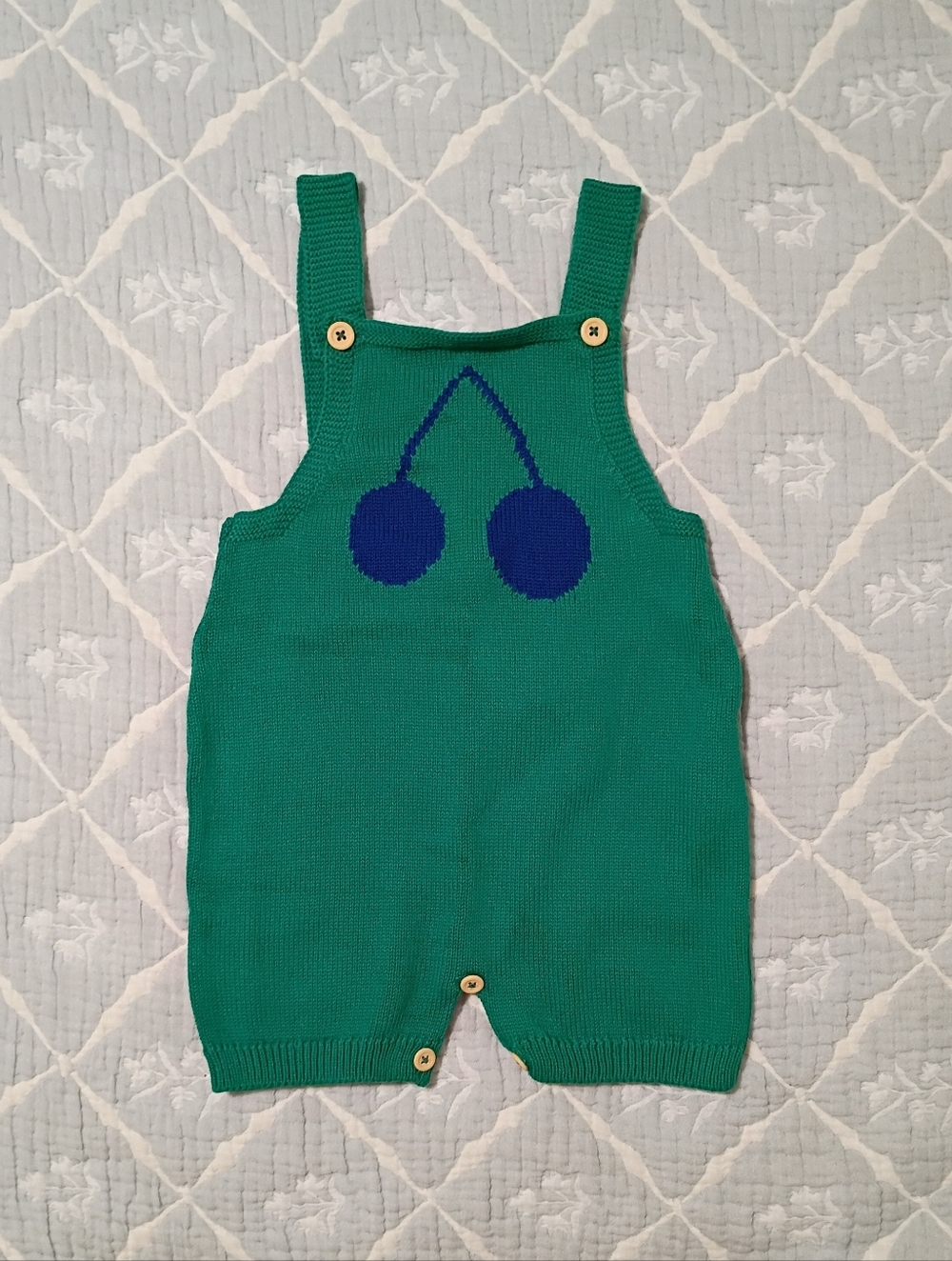 Bobo Choses Green Knit Cherry Romper 18-24 | NWT